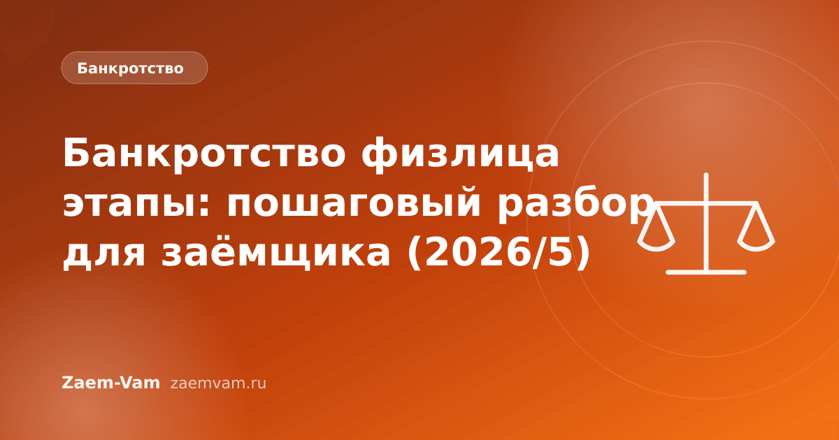 Банкротство физлица этапы: пошаговый разбор для заёмщика (2026/5)