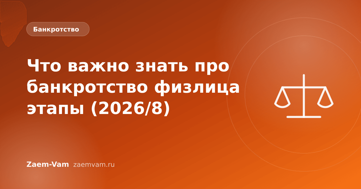Что важно знать про банкротство физлица этапы (2026/8)