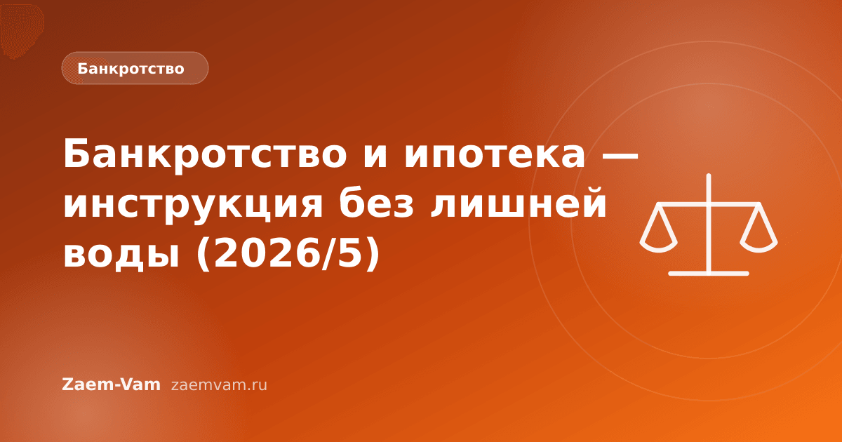 Банкротство и ипотека — инструкция без лишней воды (2026/5)