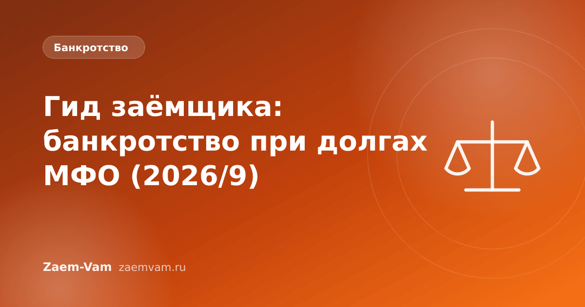 Гид заёмщика: банкротство при долгах МФО (2026/9)