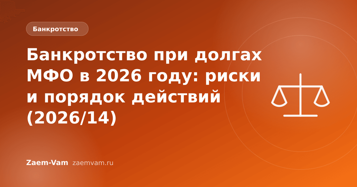 Банкротство при долгах МФО в 2026 году: риски и порядок действий (2026/14)