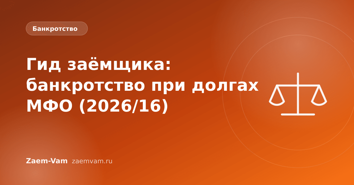Гид заёмщика: банкротство при долгах МФО (2026/16)