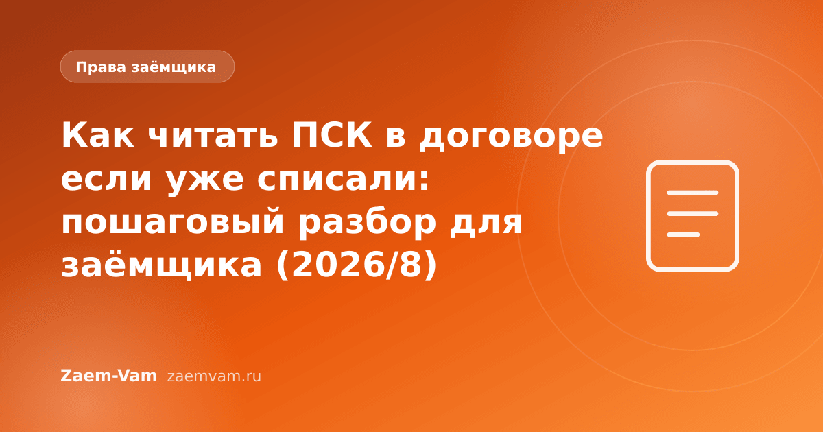 Как читать ПСК в договоре если уже списали: пошаговый разбор для заёмщика (2026/8)