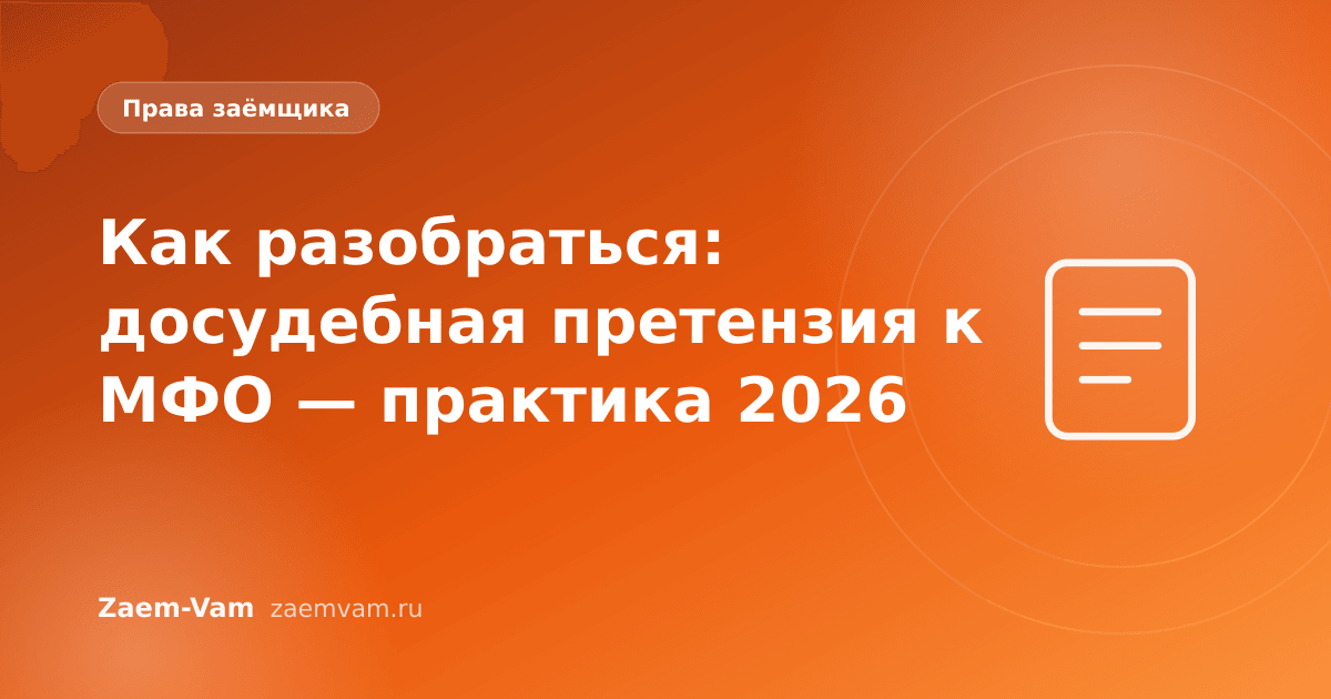 Как разобраться: досудебная претензия к МФО — практика 2026