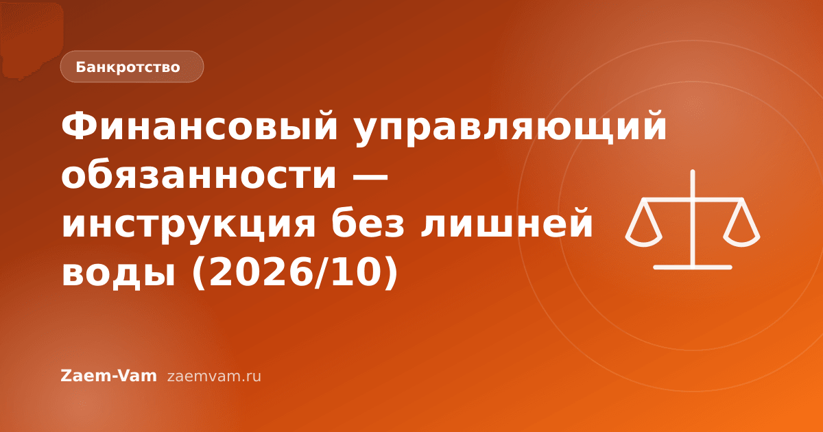 Финансовый управляющий обязанности — инструкция без лишней воды (2026/10)