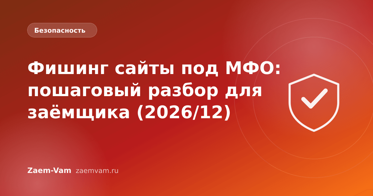 Фишинг сайты под МФО: пошаговый разбор для заёмщика (2026/12)