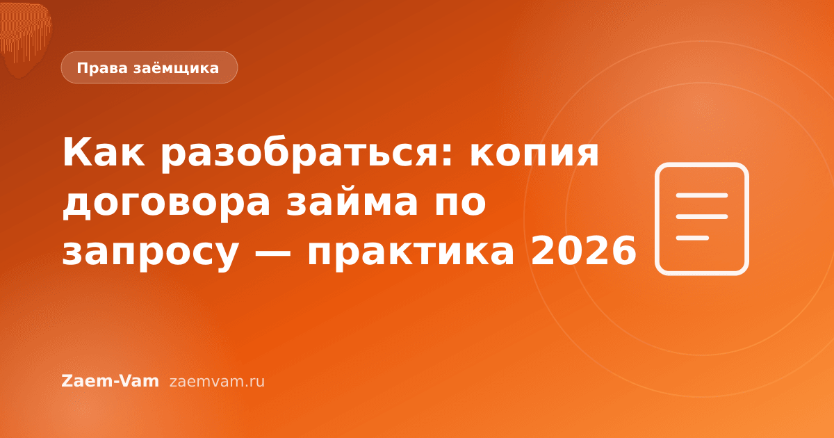 Как разобраться: копия договора займа по запросу — практика 2026