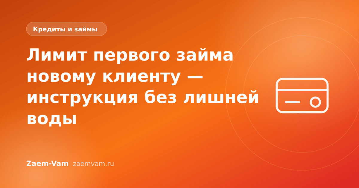 Лимит первого займа новому клиенту — инструкция без лишней воды