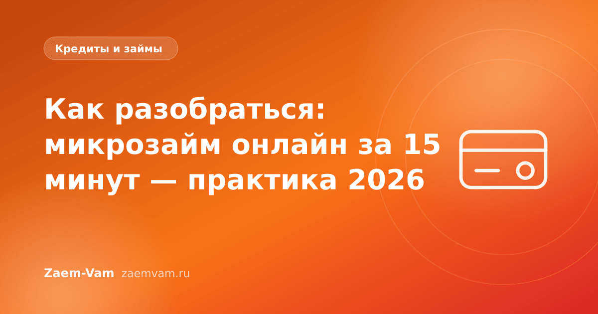 Как разобраться: микрозайм онлайн за 15 минут — практика 2026