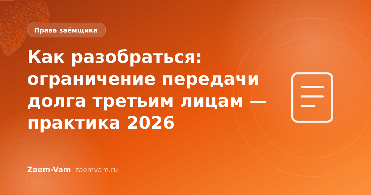 Как разобраться: ограничение передачи долга третьим лицам — практика 2026