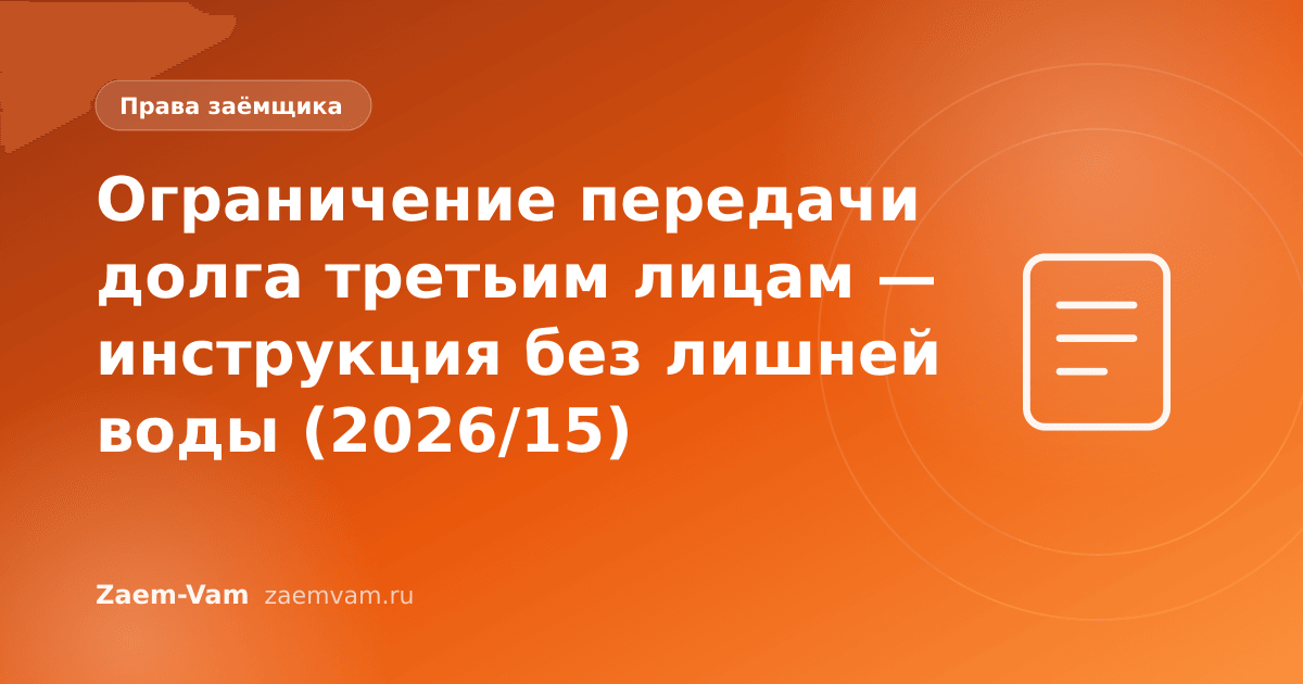 Ограничение передачи долга третьим лицам — инструкция без лишней воды (2026/15)