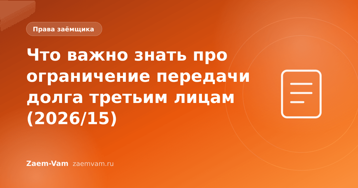 Что важно знать про ограничение передачи долга третьим лицам (2026/15)