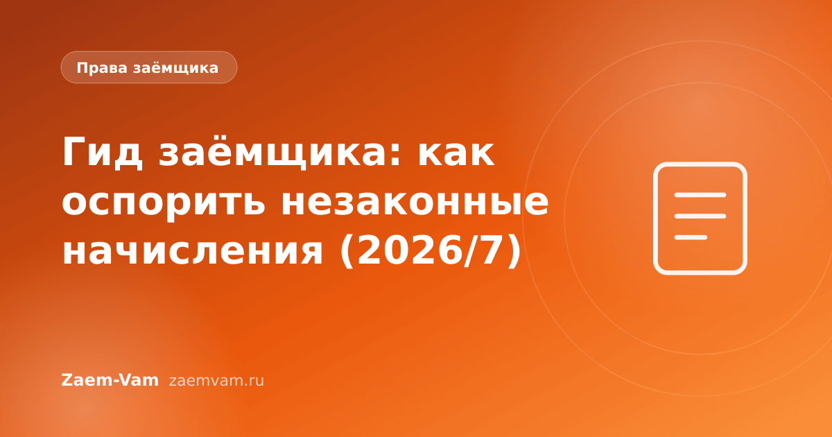 Гид заёмщика: как оспорить незаконные начисления (2026/7)