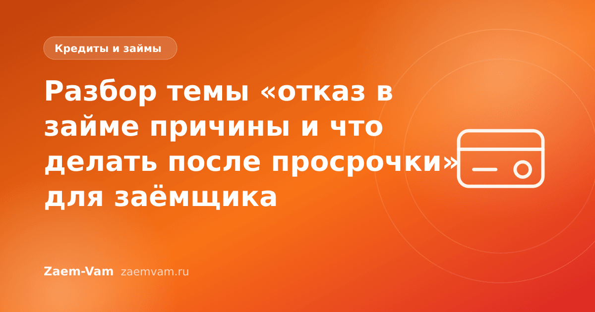 Разбор темы «отказ в займе причины и что делать после просрочки» для заёмщика