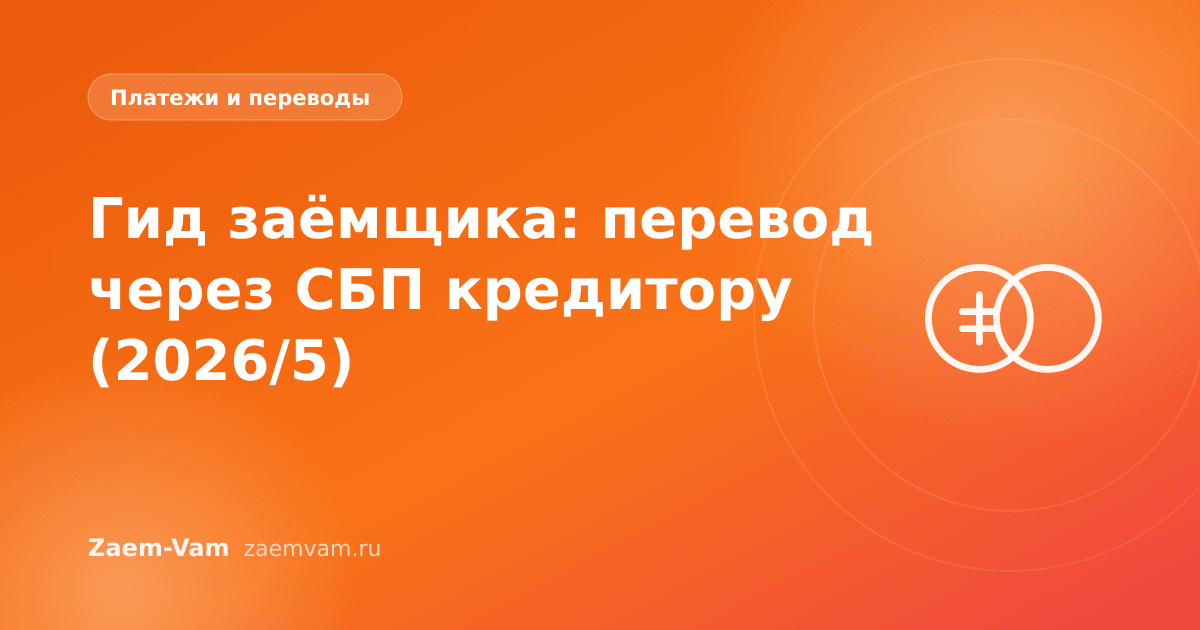 Гид заёмщика: перевод через СБП кредитору (2026/5)