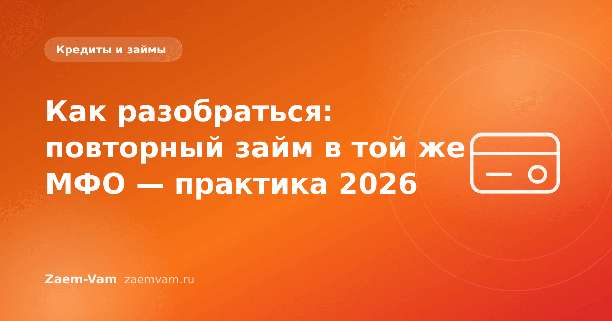 Как разобраться: повторный займ в той же МФО — практика 2026