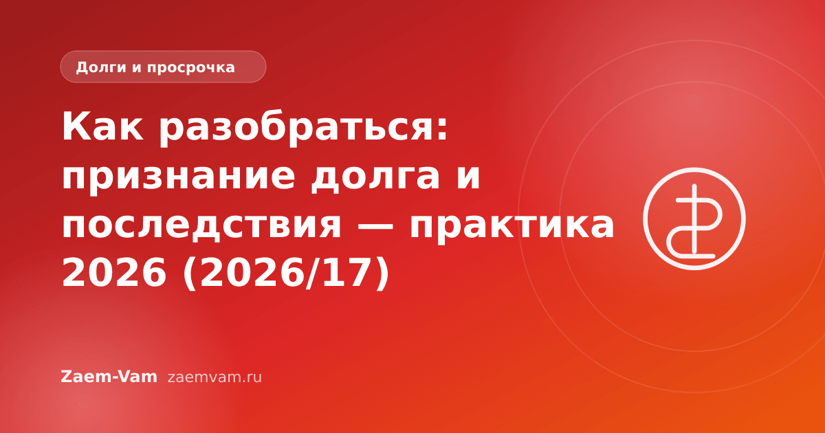 Как разобраться: признание долга и последствия — практика 2026 (2026/17)