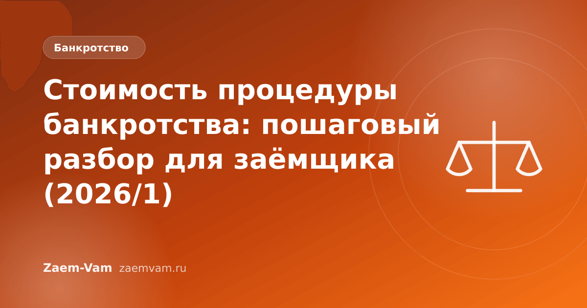 Стоимость процедуры банкротства: пошаговый разбор для заёмщика (2026/1)
