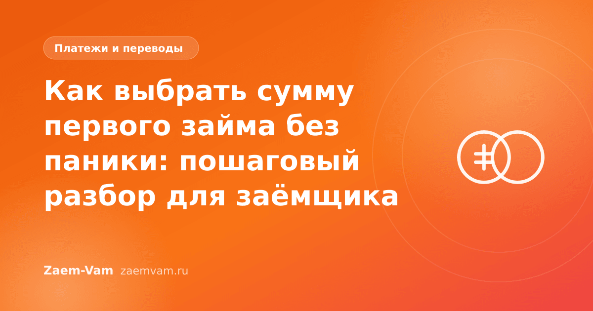 Как выбрать сумму первого займа без паники: пошаговый разбор для заёмщика