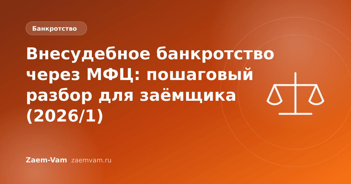 Внесудебное банкротство через МФЦ: пошаговый разбор для заёмщика (2026/1)