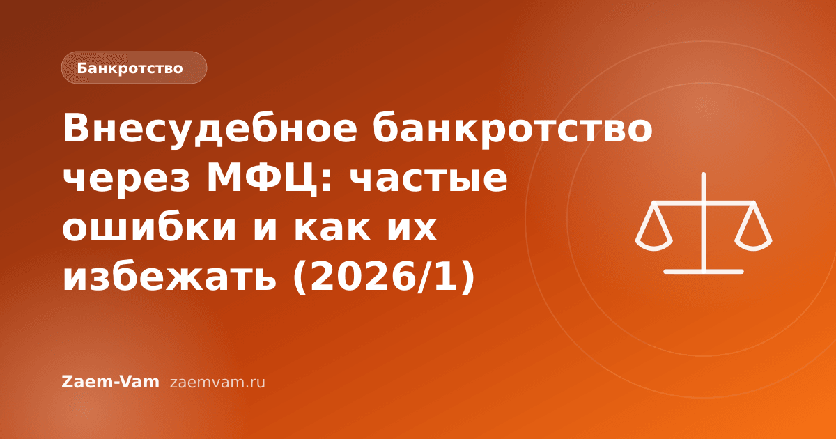 Внесудебное банкротство через МФЦ: частые ошибки и как их избежать (2026/1)