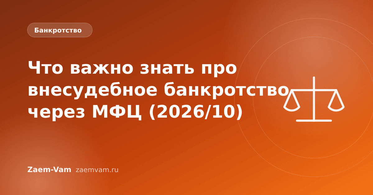 Что важно знать про внесудебное банкротство через МФЦ (2026/10)
