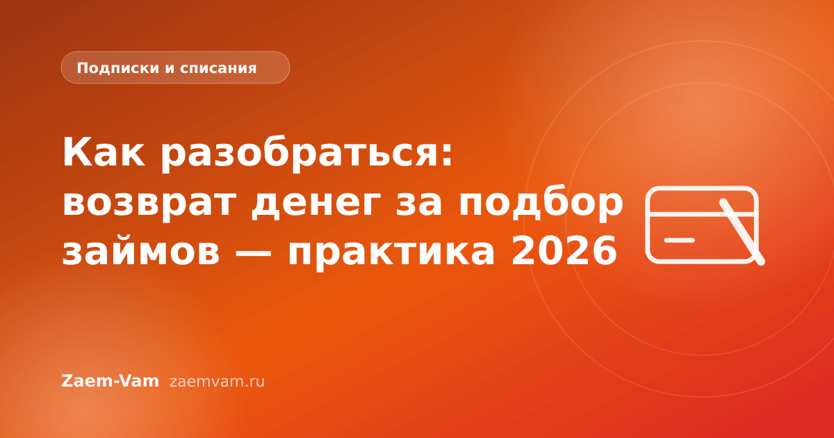 Как разобраться: возврат денег за подбор займов — практика 2026