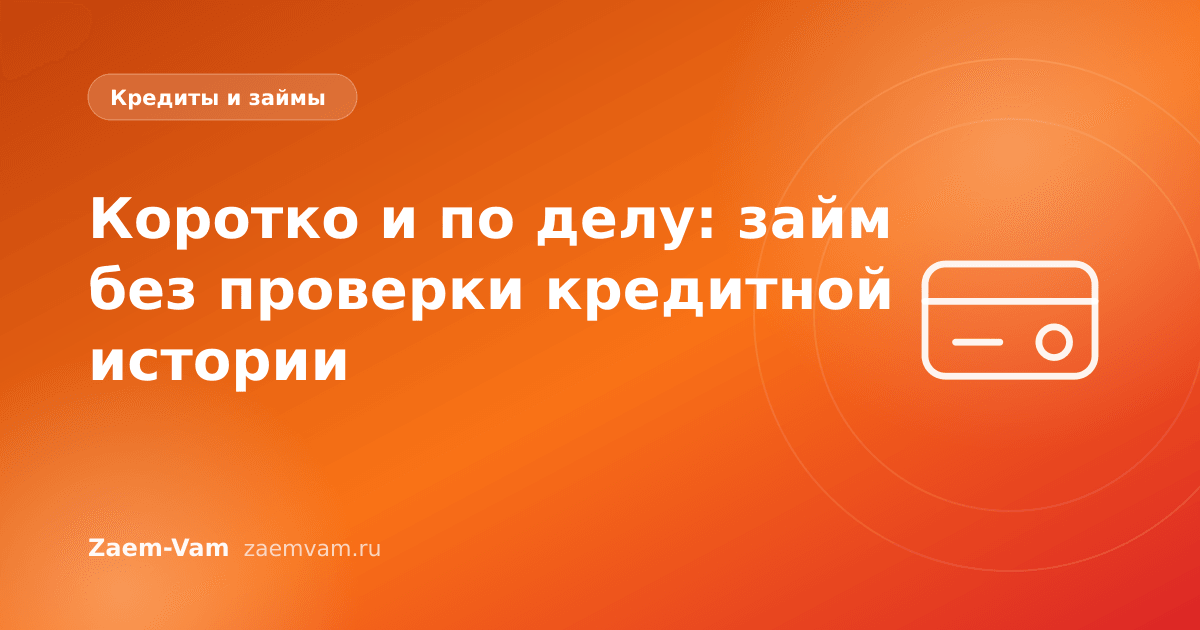 Коротко и по делу: займ без проверки кредитной истории