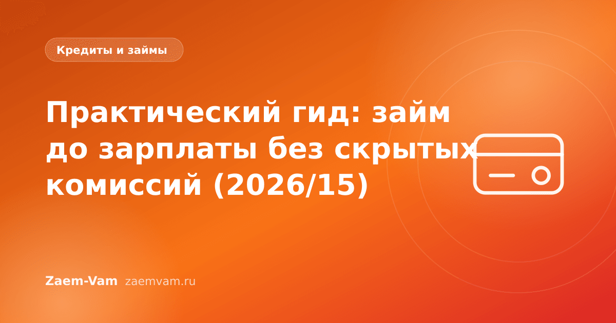 Практический гид: займ до зарплаты без скрытых комиссий (2026/15)