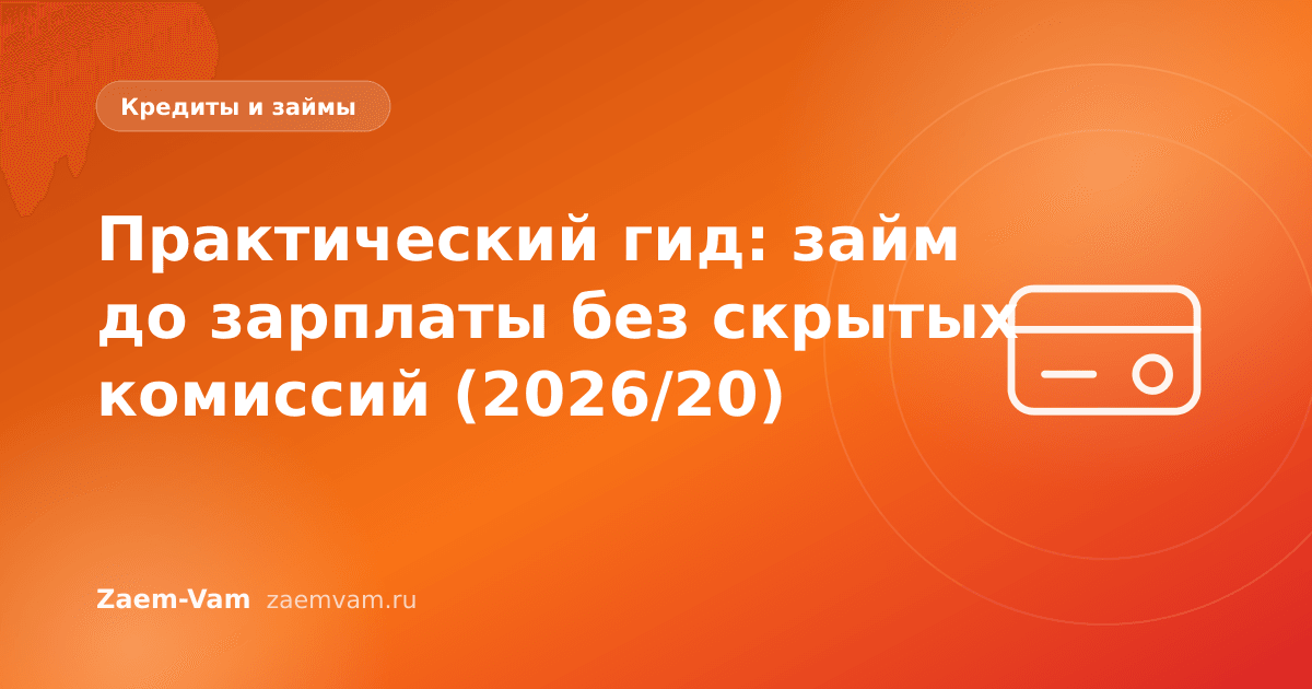 Практический гид: займ до зарплаты без скрытых комиссий (2026/20)