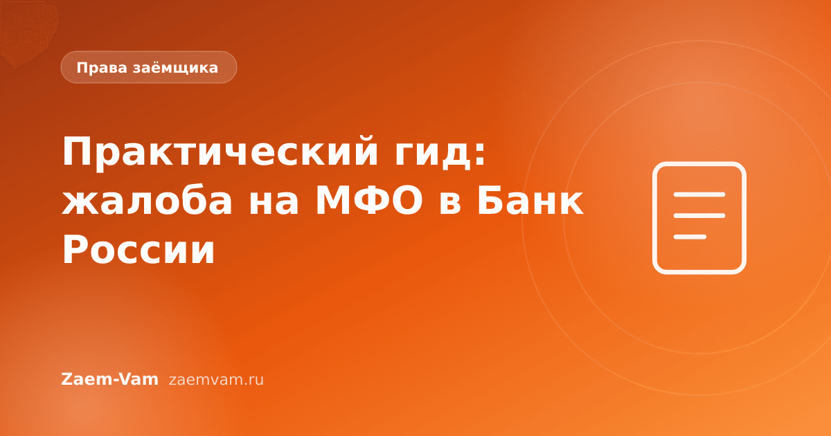Практический гид: жалоба на МФО в Банк России