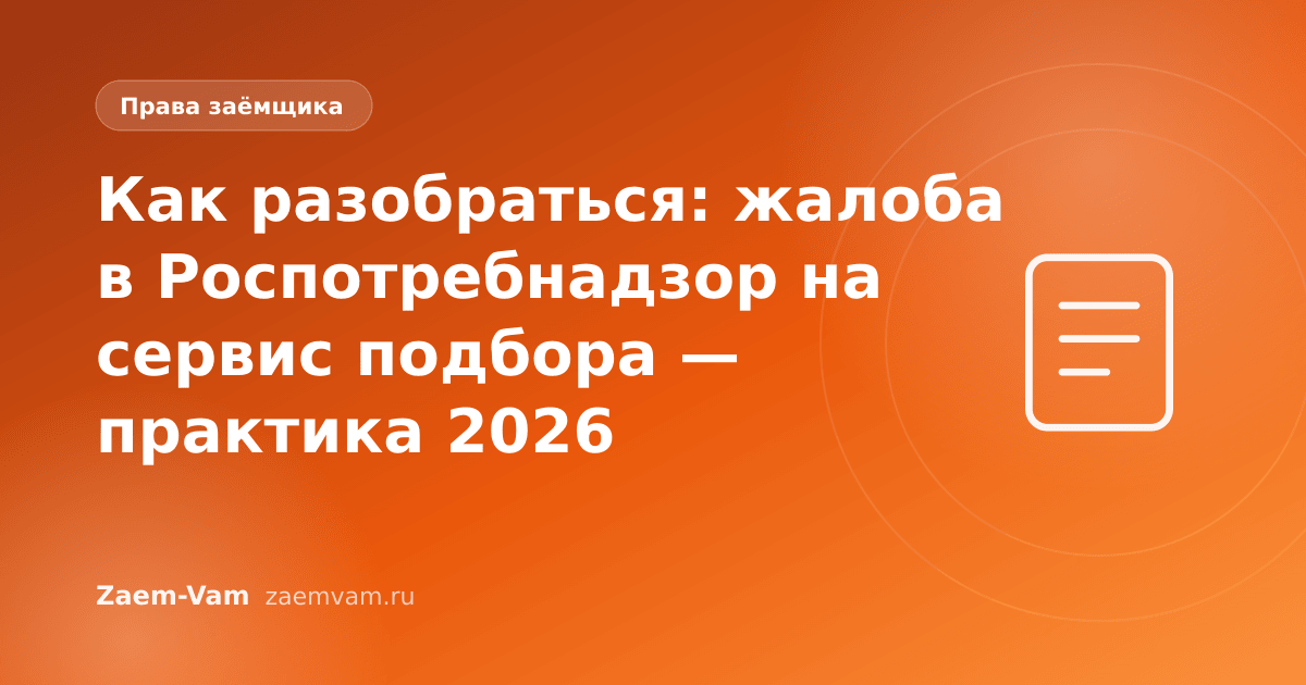 Как разобраться: жалоба в Роспотребнадзор на сервис подбора — практика 2026